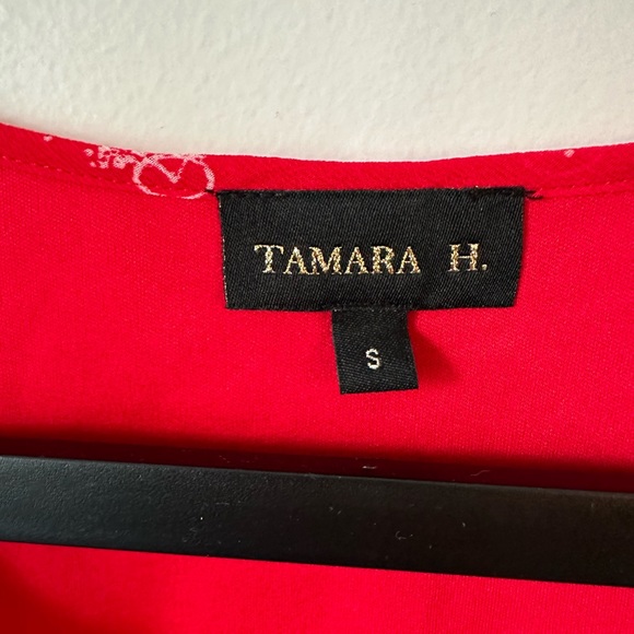 Red chiffon blouse with bicycle pattern - Picture 4 of 4